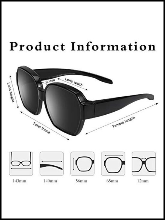 Fit Over Sunglasses Polarized UV400 TR90 Frame Oversized Square main image 5